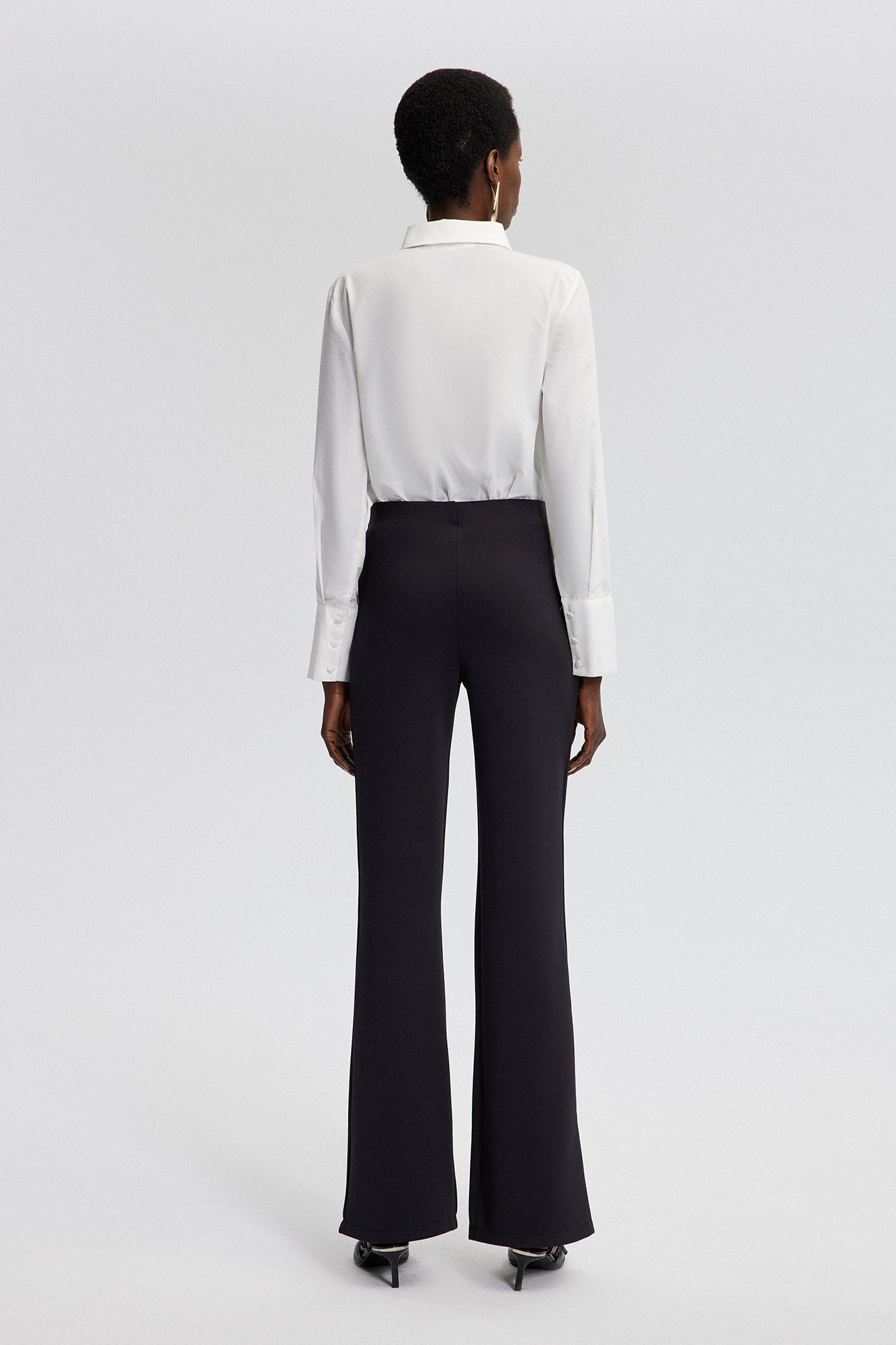 MID-RISE FLARE TROUSERS