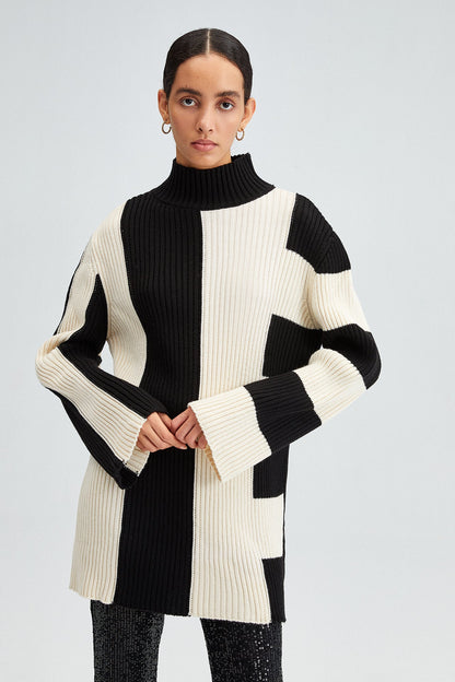 ASYMMETRIC STRIPED SWEATER