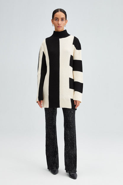 ASYMMETRIC STRIPED SWEATER