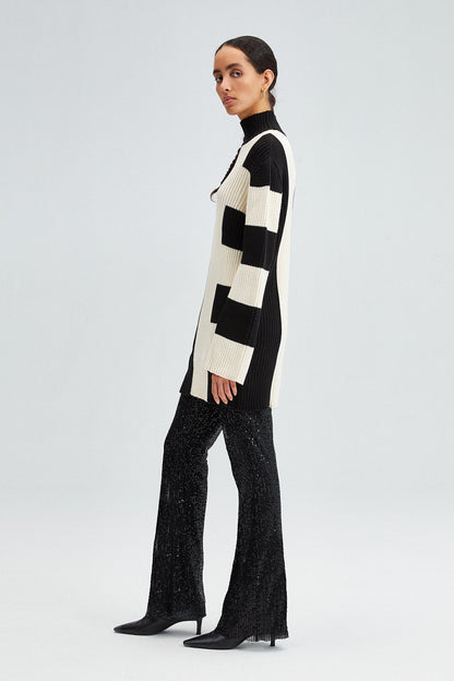 ASYMMETRIC STRIPED SWEATER