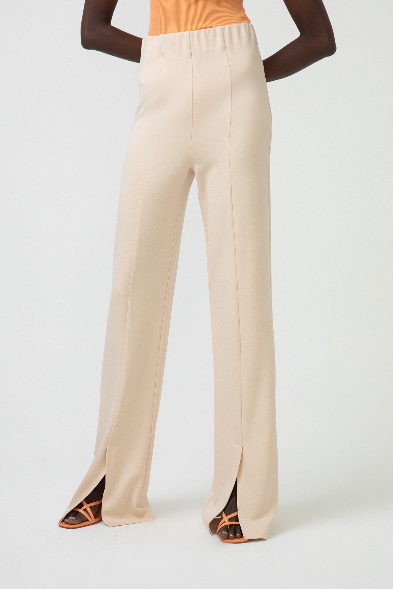 SLIT DETAILED JERSEY TROUSERS