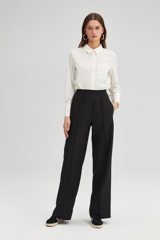 RIBBED CREPE TROUSERS