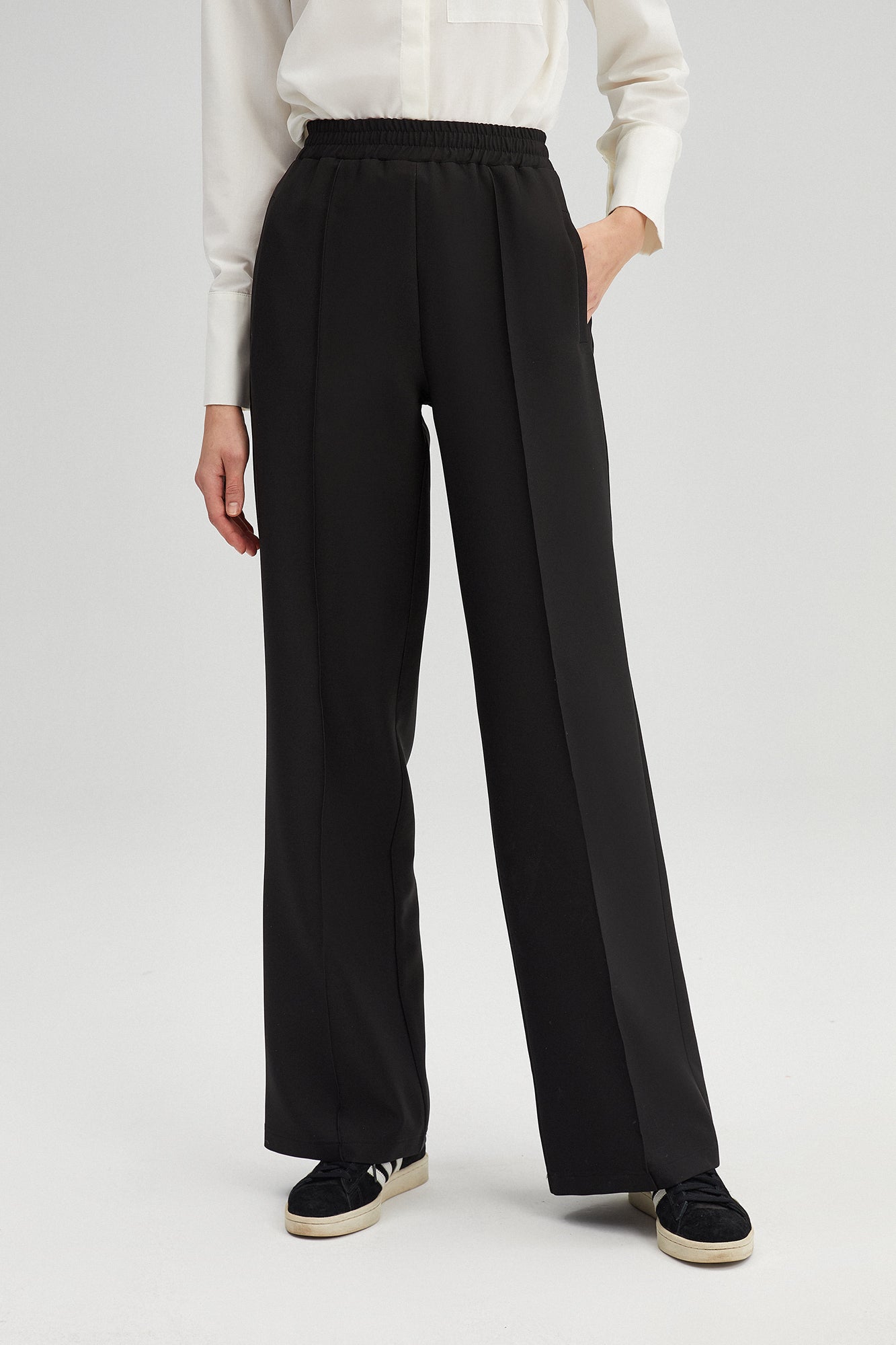 RIBBED CREPE TROUSERS