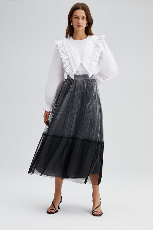 PLEATED TULLE SKIRT