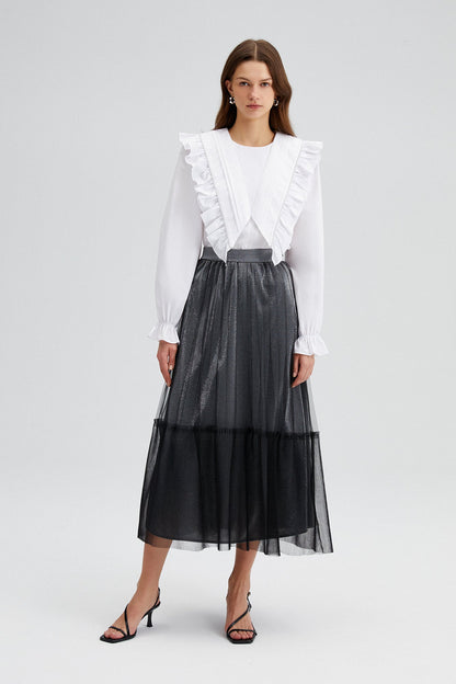 PLEATED TULLE SKIRT