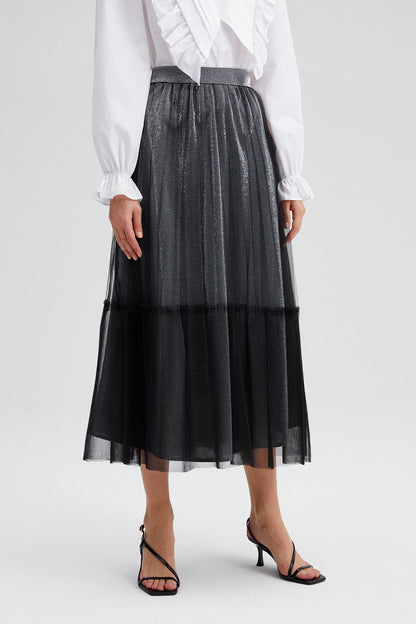 PLEATED TULLE SKIRT