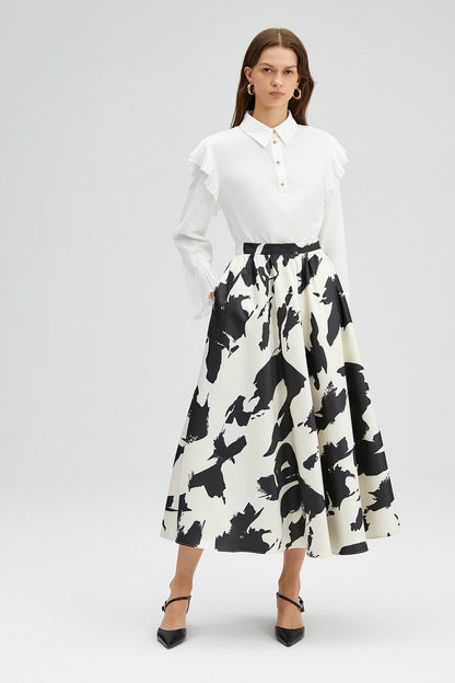 PATTERNED SATIN SKIRT