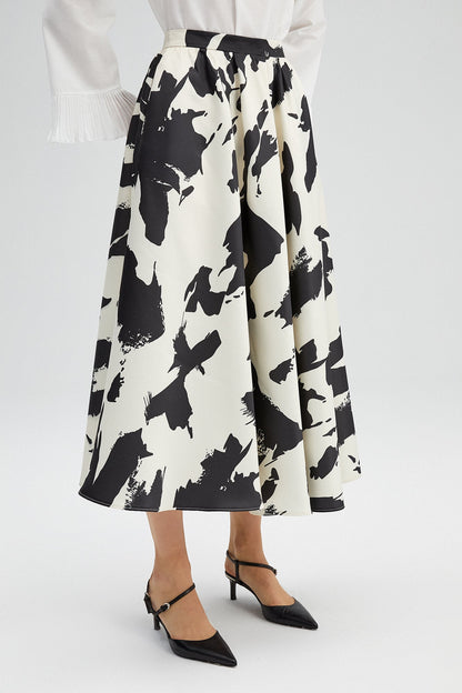 PATTERNED SATIN SKIRT