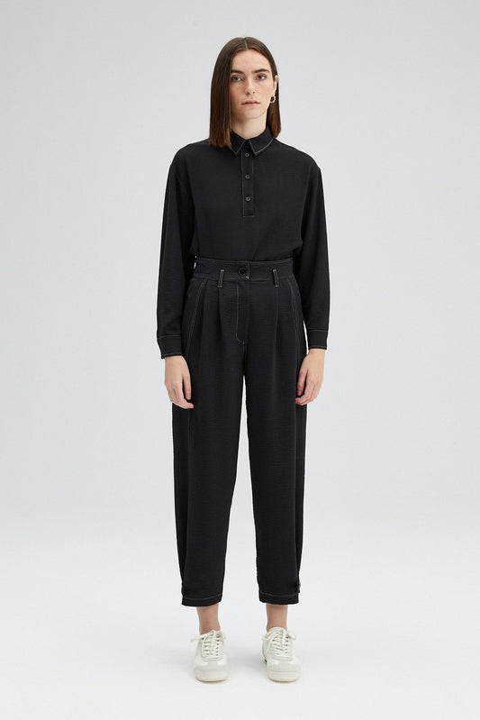 CONTRAST STITCHED BAGGY TROUSERS